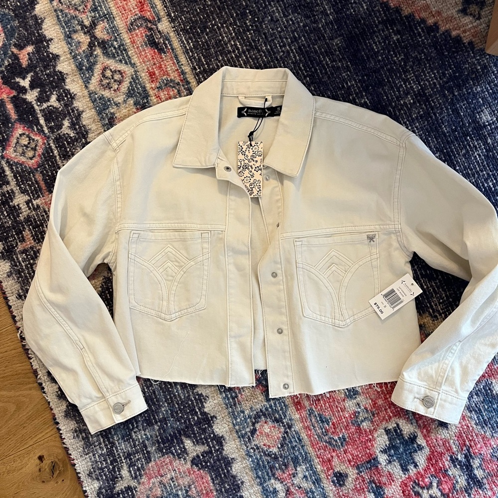 CDenim Cropped Utility Jacket in Light Beige